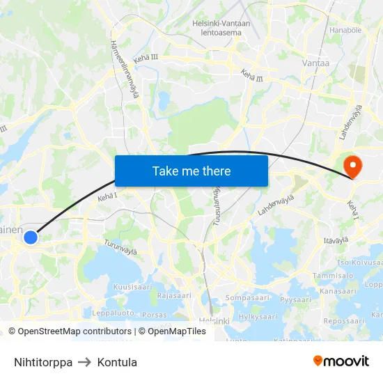 Nihti Cottage to Kontula map