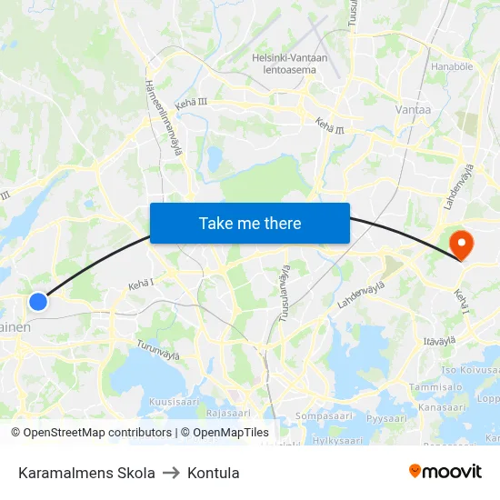 Karamalmen School to Kontula map