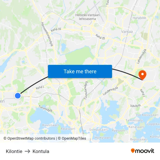 Kilo Road to Kontula map