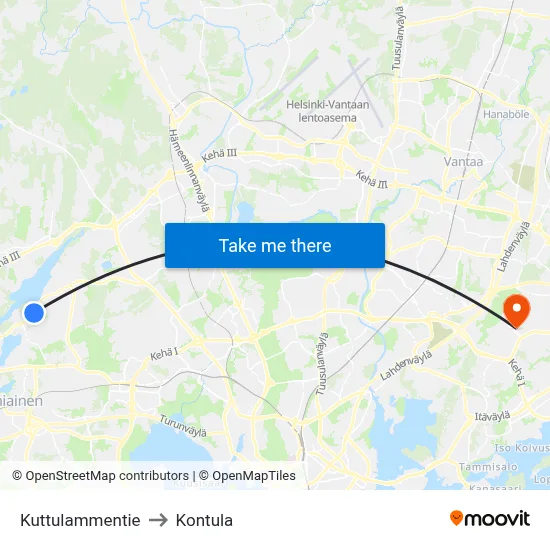 Kuttulampi Road to Kontula map
