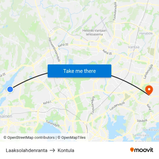 Laaksolahti Shore to Kontula map