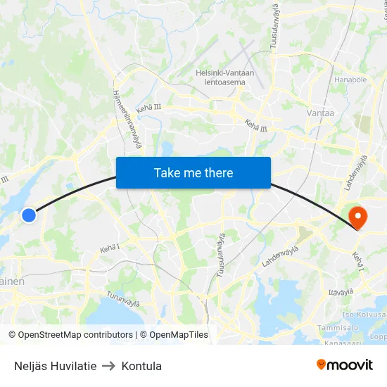 Fourth Villa Road to Kontula map