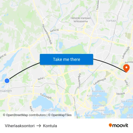 Viherlaaksontori to Kontula map