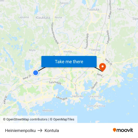 Heiniemi Path to Kontula map