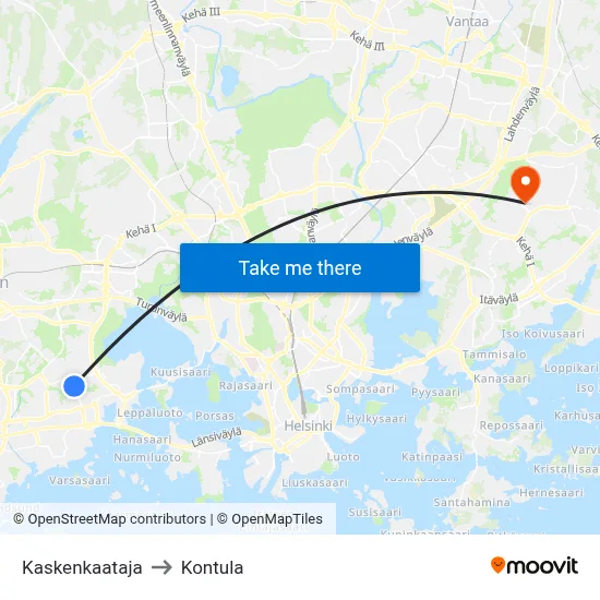 Forest Clearer to Kontula map