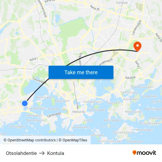 Otsolahti Road to Kontula map