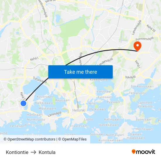 Kontiontie to Kontula map