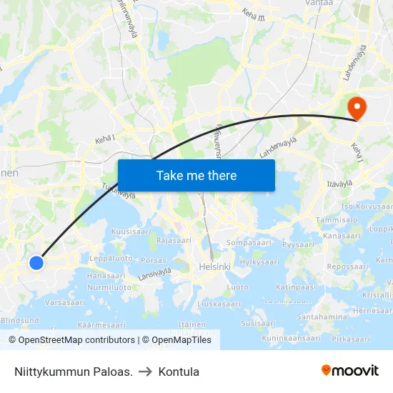 Niittykunnas Fire Station to Kontula map