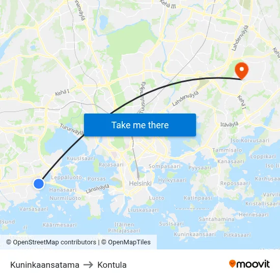 King's Harbor to Kontula map