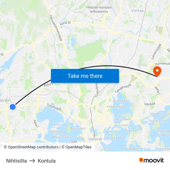 Nihtisilta to Kontula map