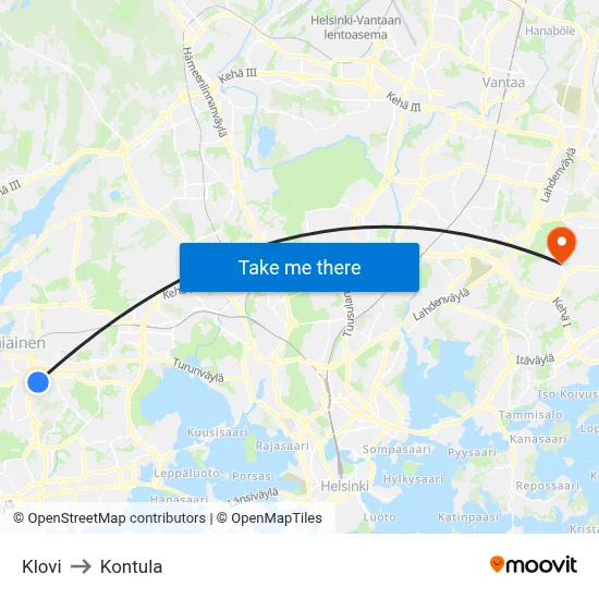 Klovi to Kontula map