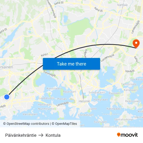 Day Spin Road to Kontula map