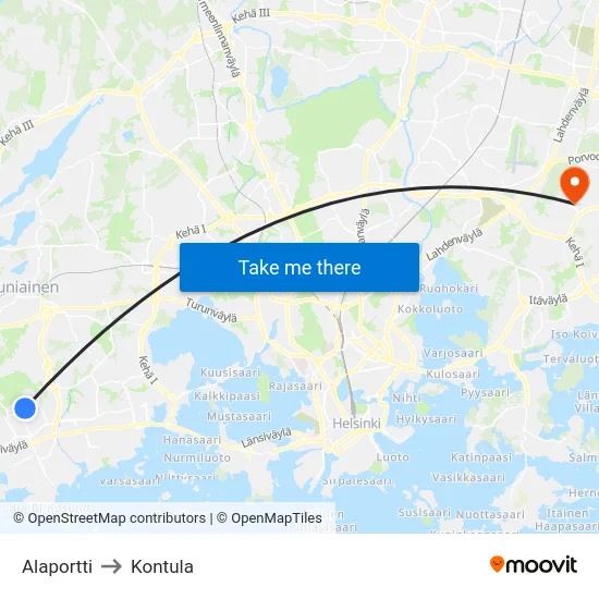 Alaportti to Kontula map