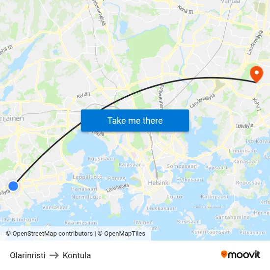Olari Cross to Kontula map