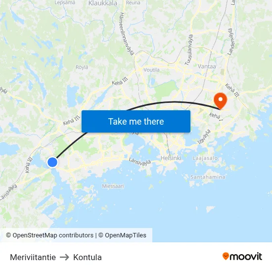 Sea Beacon Road to Kontula map