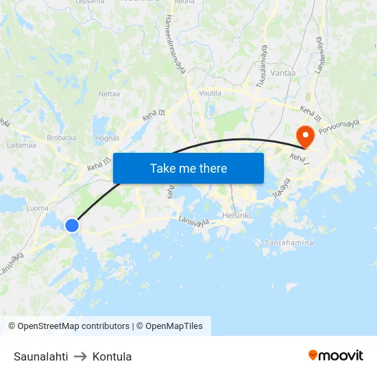 Saunalahti to Kontula map