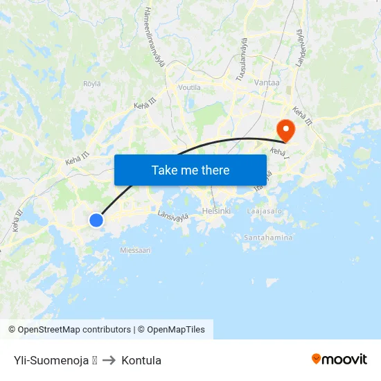 Yli-Suomenoja 🛍️ to Kontula map