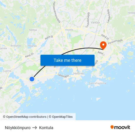 Nöykkiönpuro to Kontula map