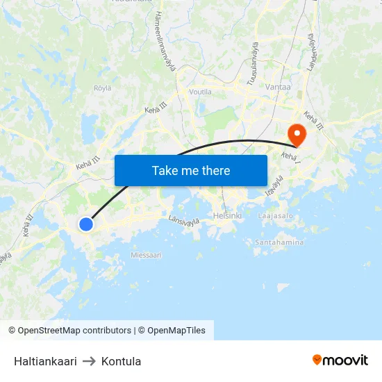Haltia Arc to Kontula map