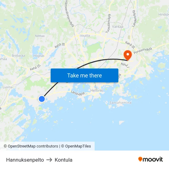 Hannuksenpelto to Kontula map