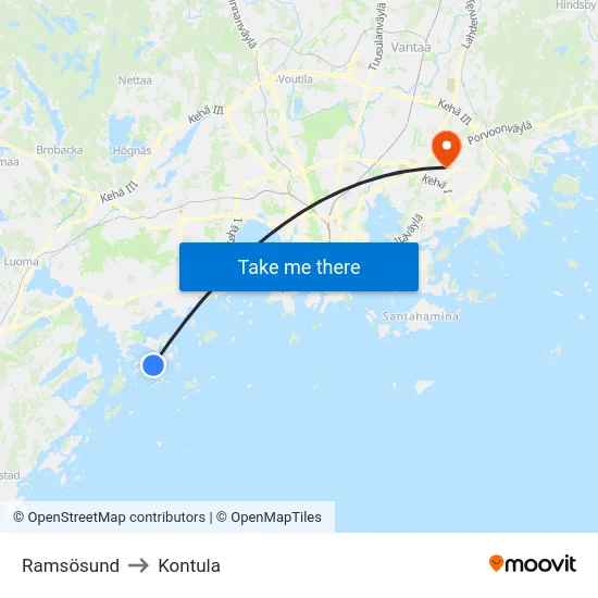 Ramsösund to Kontula map