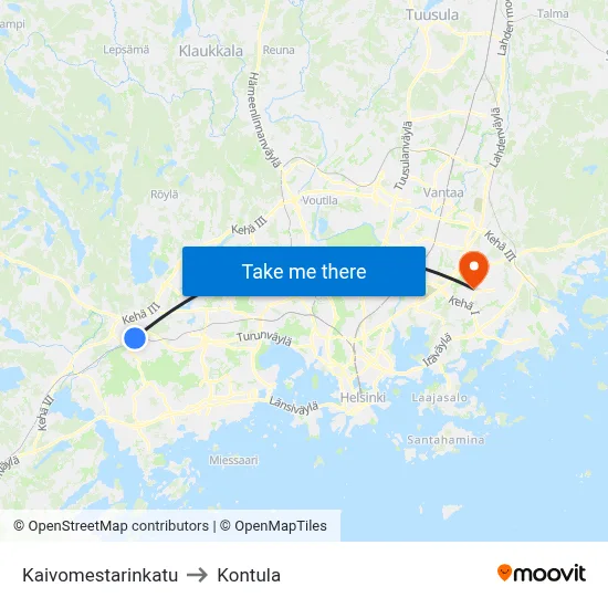 Well Master Street to Kontula map