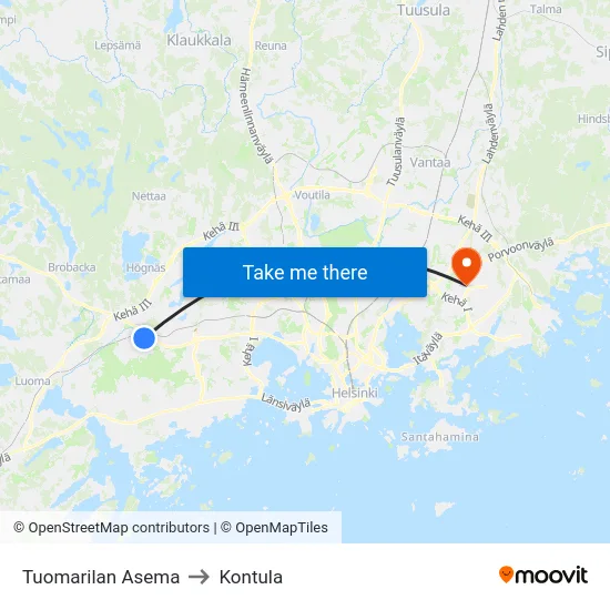 Tuomarilan Asema to Kontula map