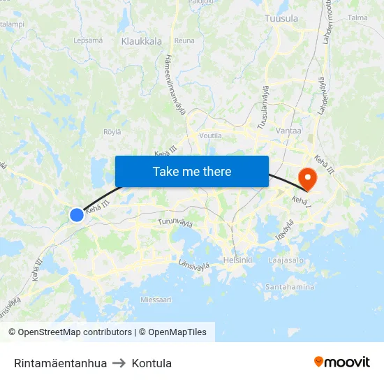 Rintamäki Path to Kontula map