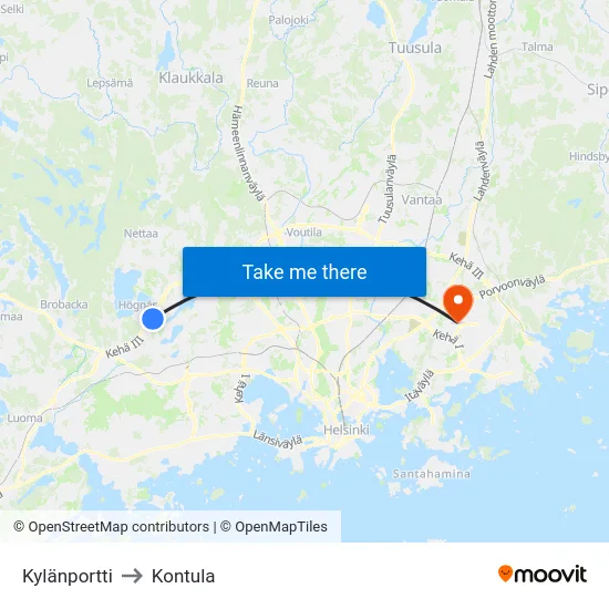 Kylänportti to Kontula map