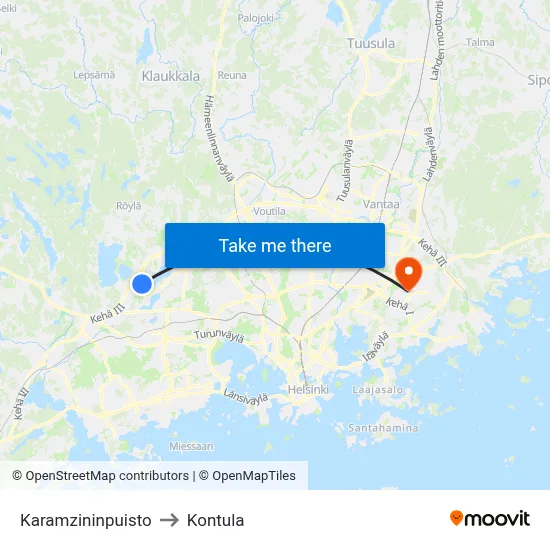 Karamzin Park to Kontula map