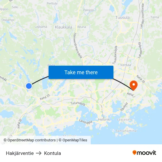 Hakjärventie to Kontula map