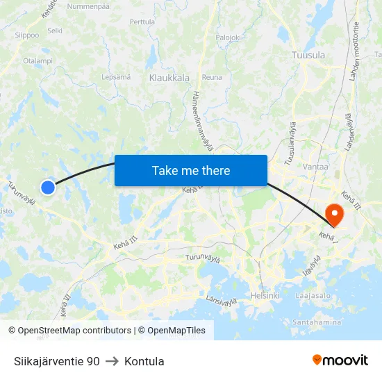 Siikajarventie 90 to Kontula map