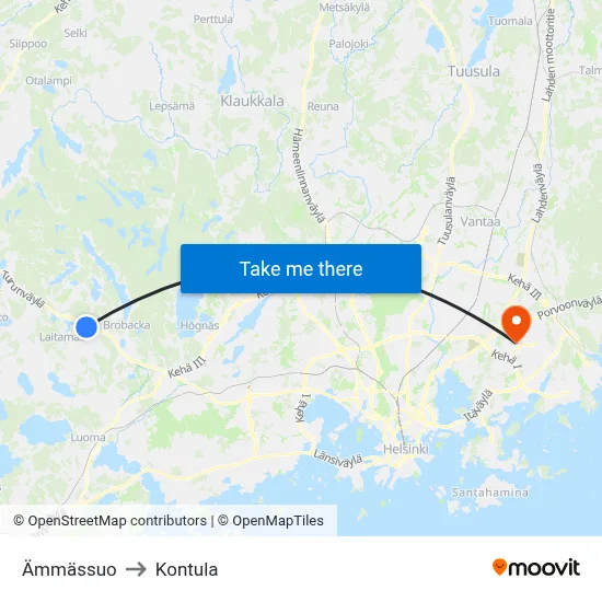 Ämmässuo to Kontula map