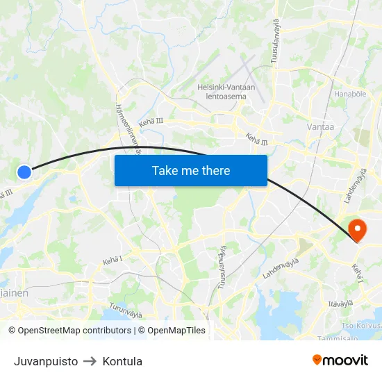 Juva Park to Kontula map