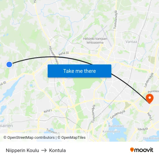 Niipperin Koulu to Kontula map