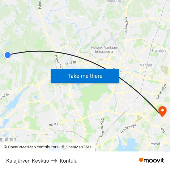 Kalajärvi Center to Kontula map