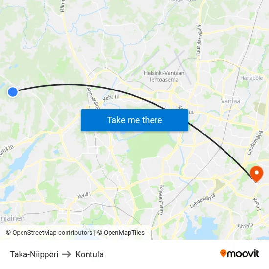 Back Niipperi to Kontula map