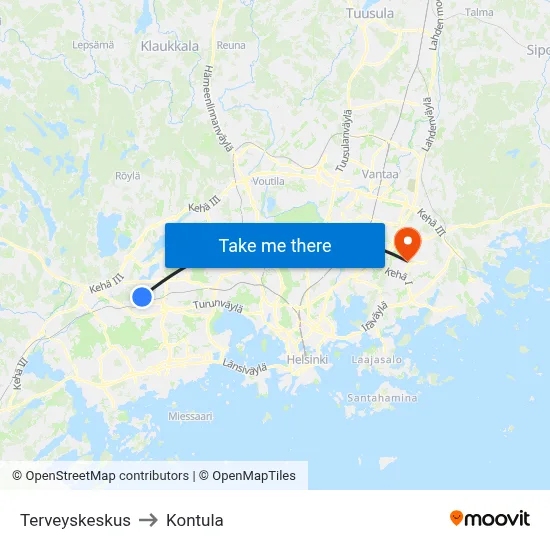 Health Center to Kontula map