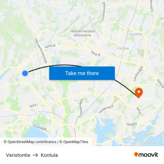 Varistontie to Kontula map