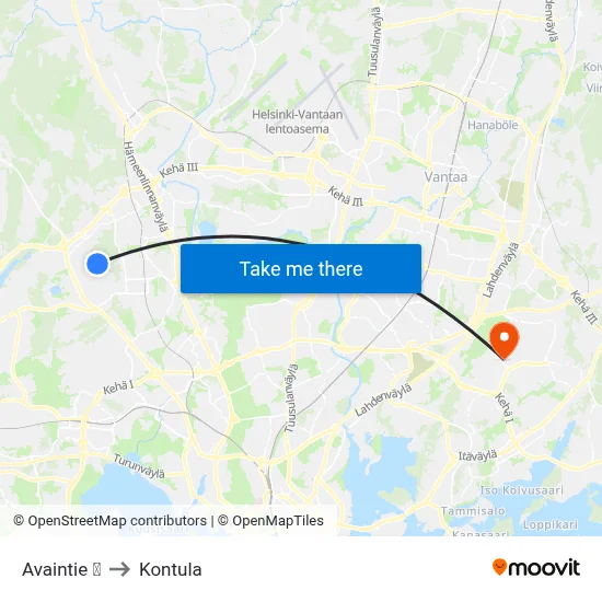 Avaintie | ⚽ to Kontula map