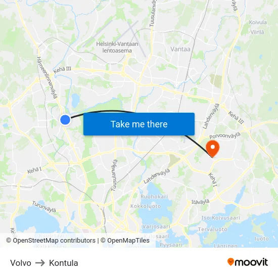 Volvo to Kontula map