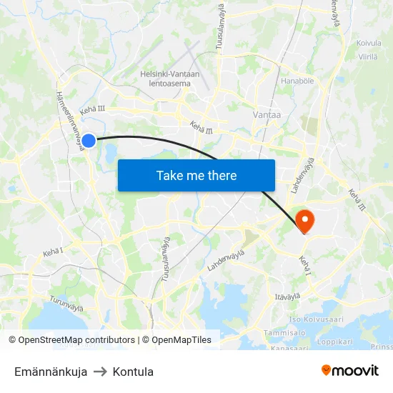 Emännänkuja to Kontula map
