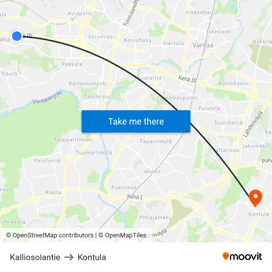 Kalliosola Road to Kontula map