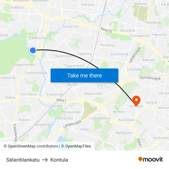 Säteritilankatu to Kontula map