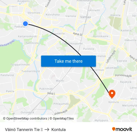 Väinö Tannerin Tie  🛍️ to Kontula map