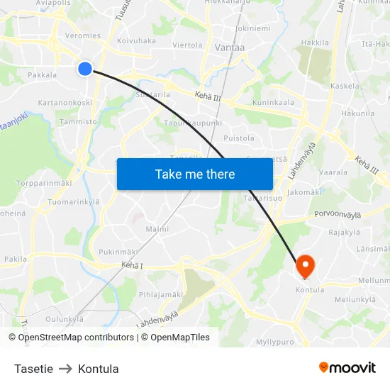 Balance Road to Kontula map