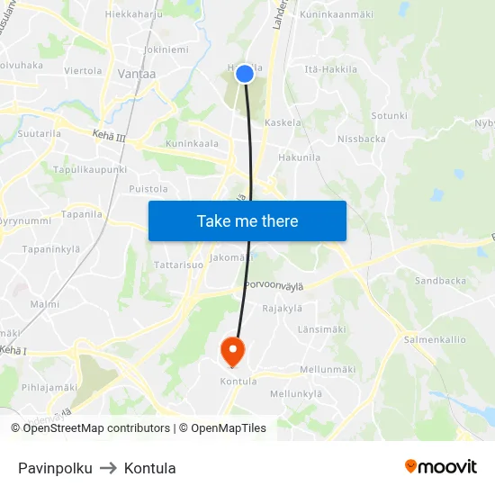 Pavi Path to Kontula map