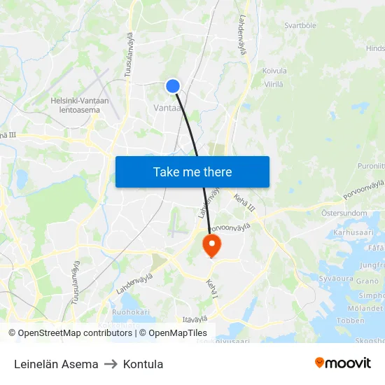 Leinelän Asema to Kontula map