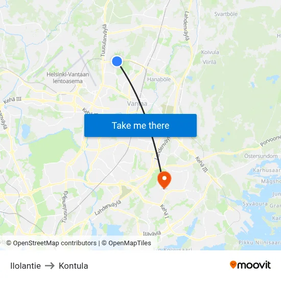 Ilolantie Road to Kontula map
