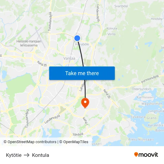 Kytötie Road to Kontula map